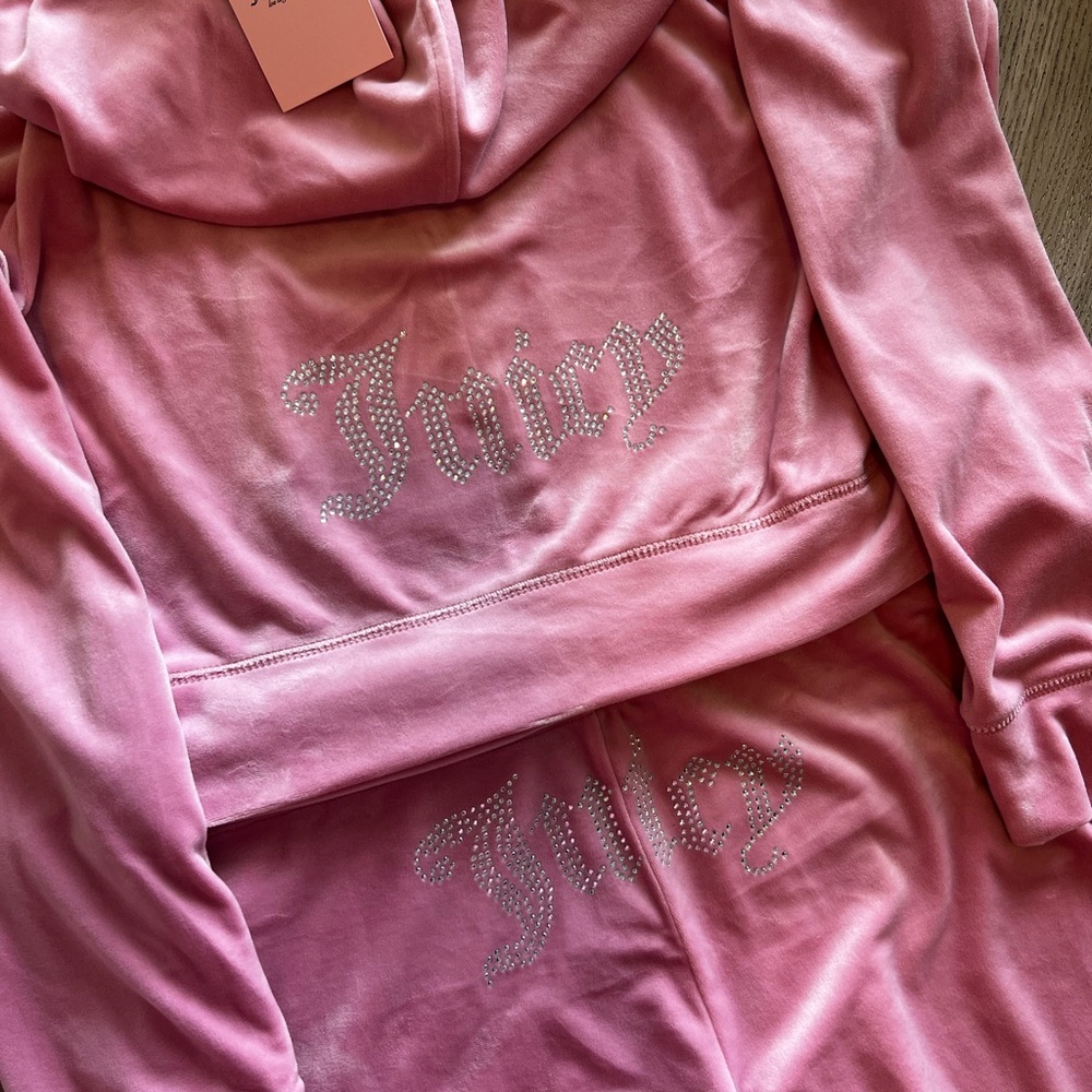 Juicy Couture Velour OG Bling Tracksuit Set Rose Pink LARGE